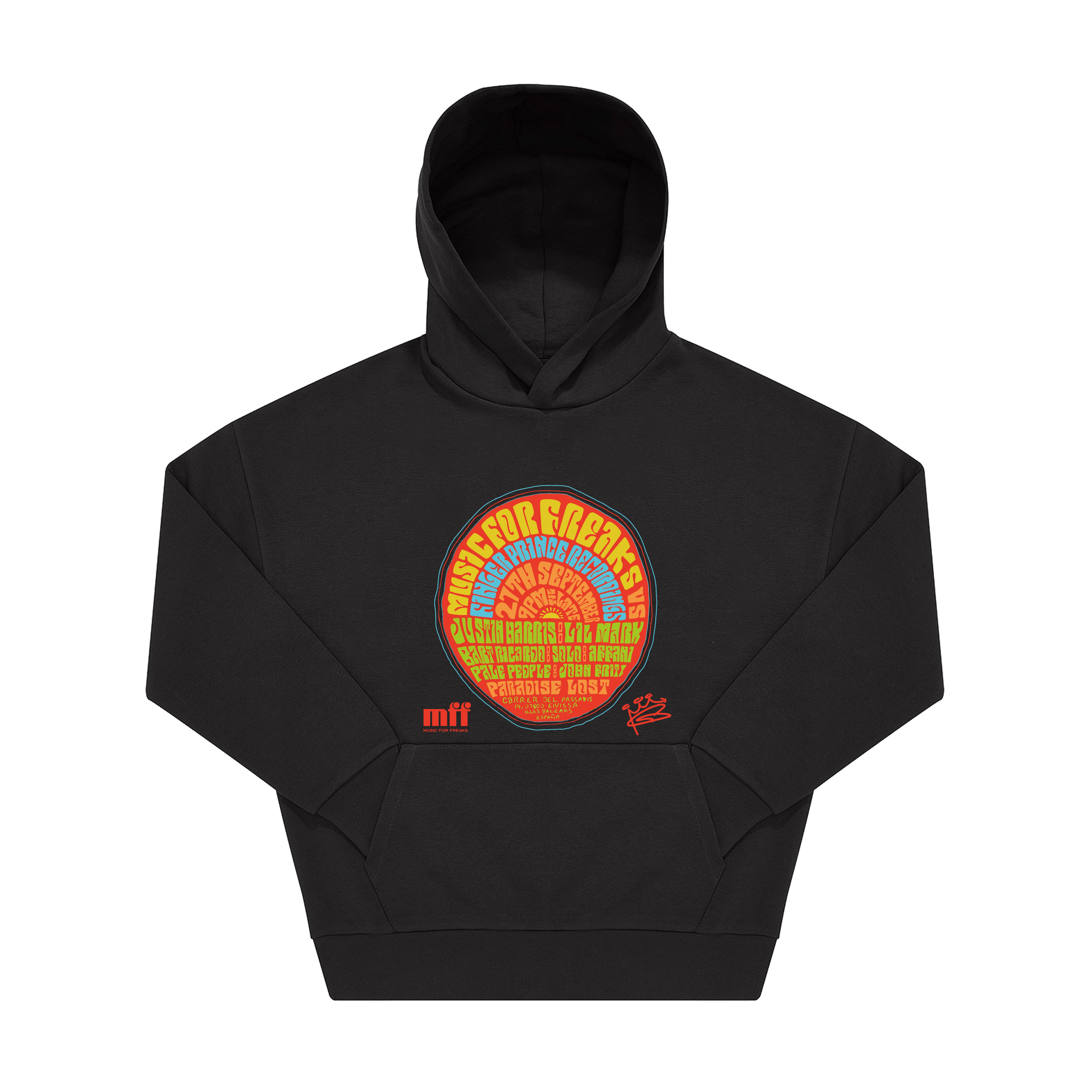 MFF FingerPrince unisex pullover hoodie in black-Music For Freaks-Essential Republik