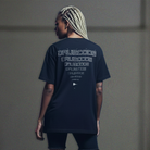 Drumcode outline print oversized unisex t shirt in black-Drumcode-Essential Republik