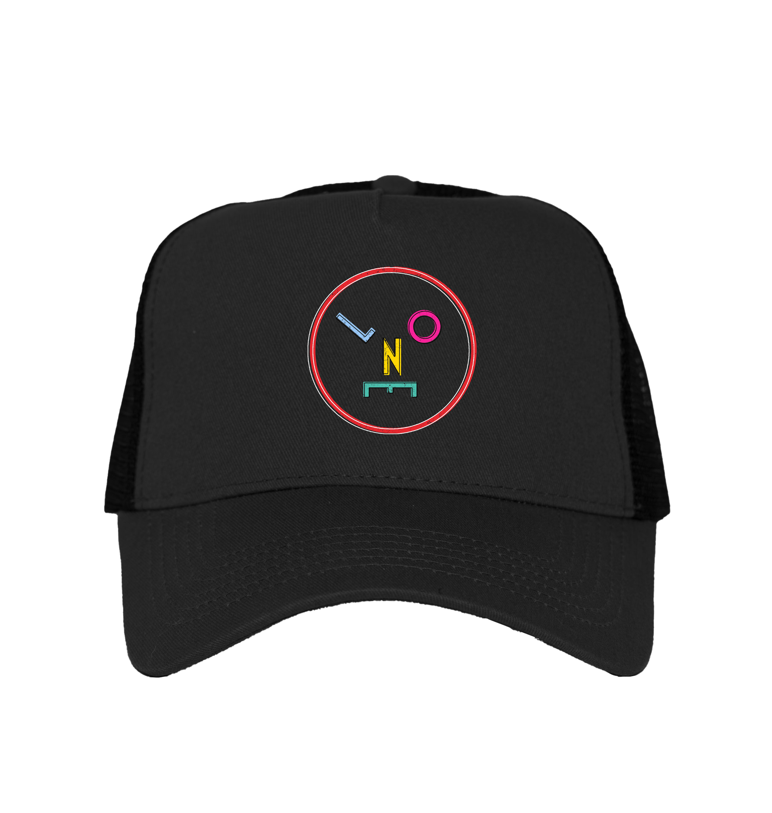 LNOE Colours red trucker cap in black-LNOE-Essential Republik