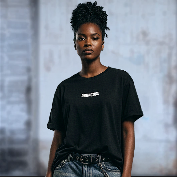 Drumcode flames logo print oversized unisex t shirt in black-Drumcode-Essential Republik