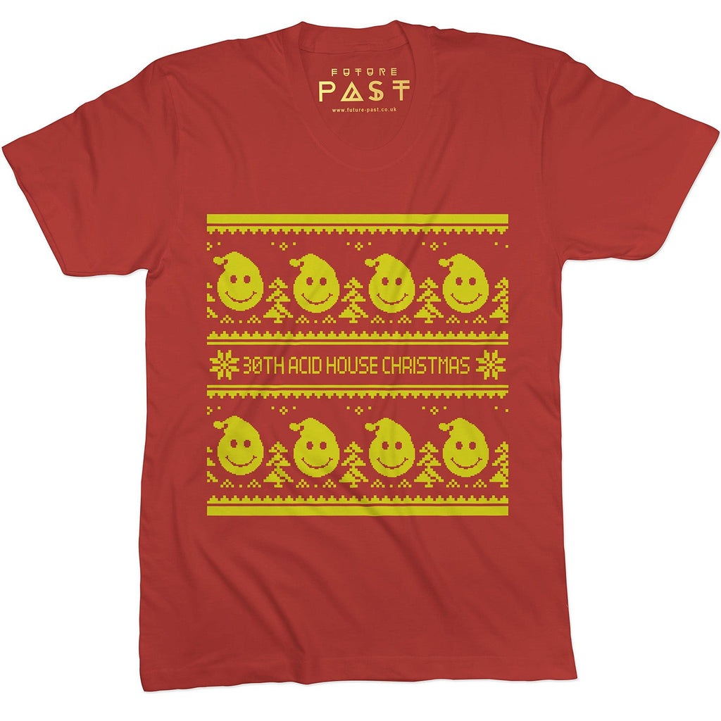 Christmas Acid House T-Shirt / Red-Robot Rave-Essential Republik