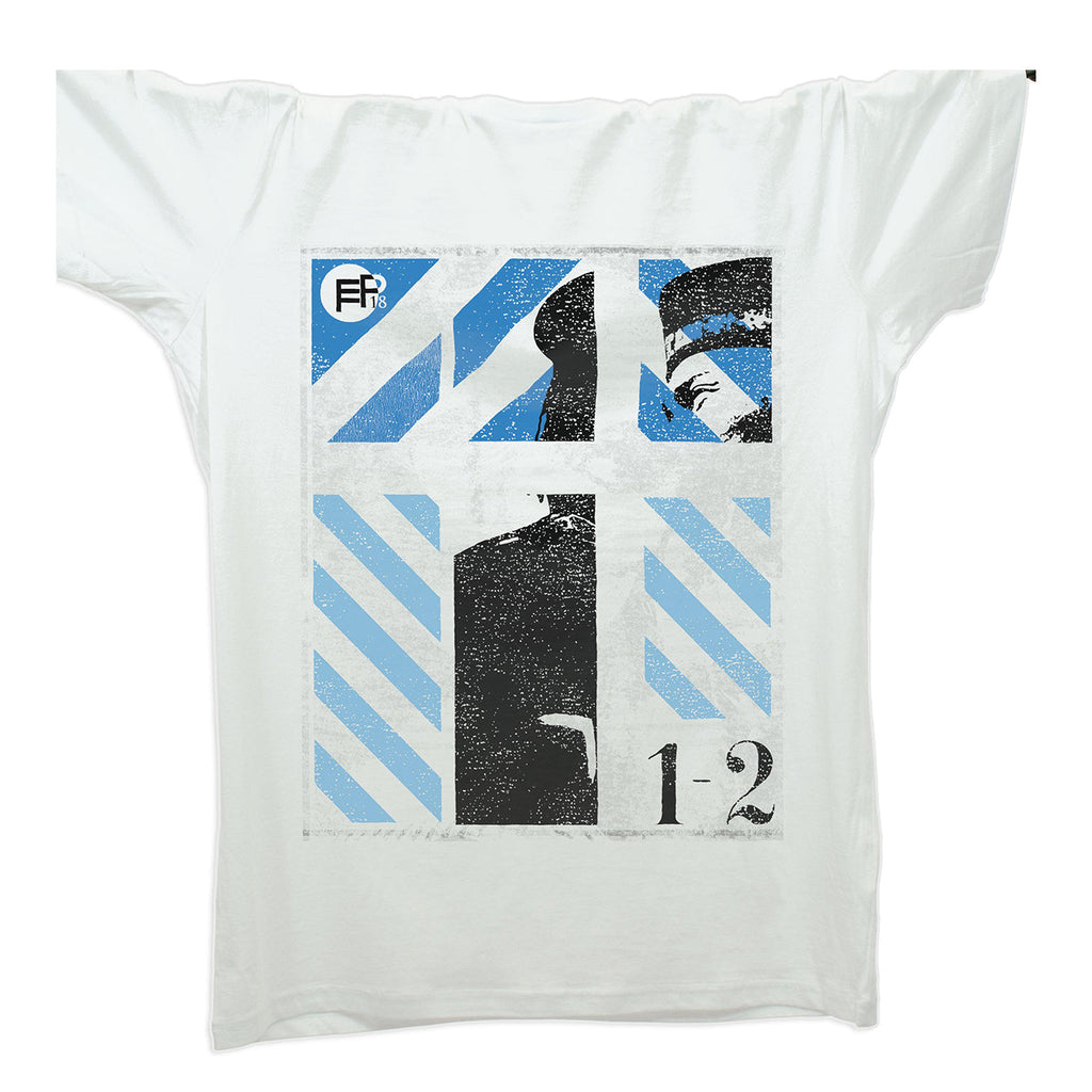 Monday Blue Futurista T-Shirt / White-Robot Rave-Essential Republik