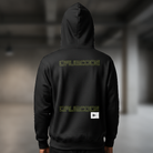 Drumcode wave print pullover unisex hoodie in black-Essential Republik-Essential Republik