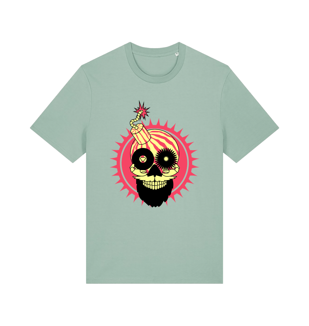 Melon Bomb Skull Logo Print Unisex Organic T Shirt-Essential Republik-Essential Republik