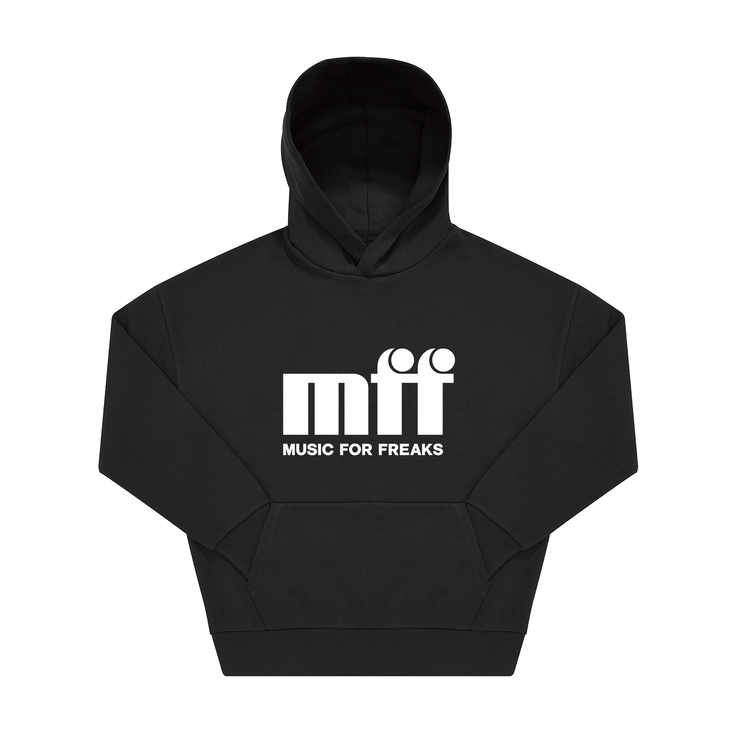 MFF logo unisex pullover hoodie in black-Music For Freaks-Essential Republik