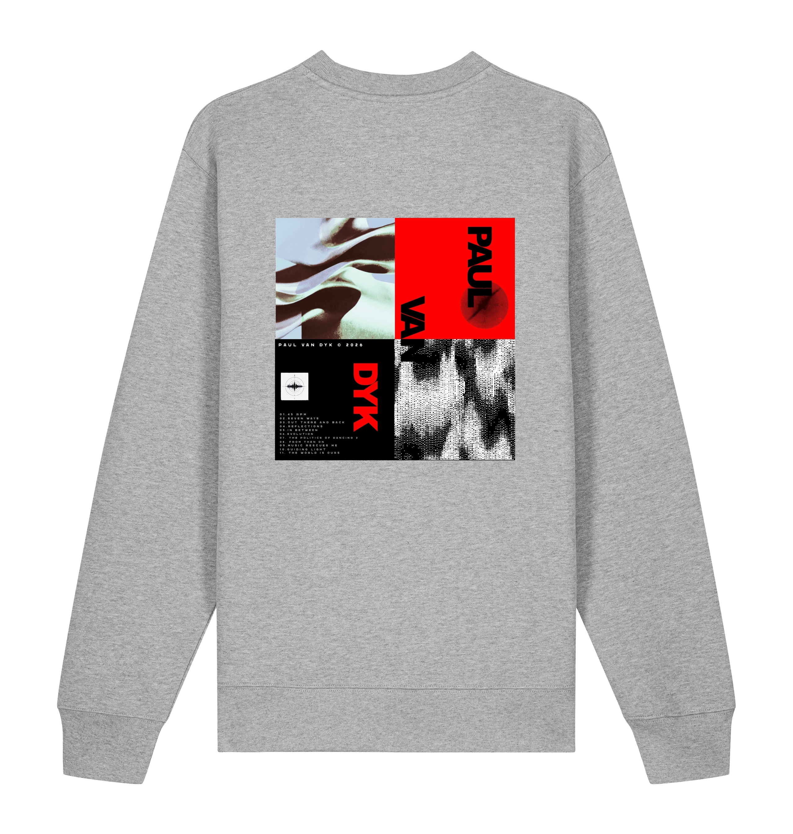 Paul Van Dyk photo red block unisex sweatshirt in grey-Essential Republik-Essential Republik