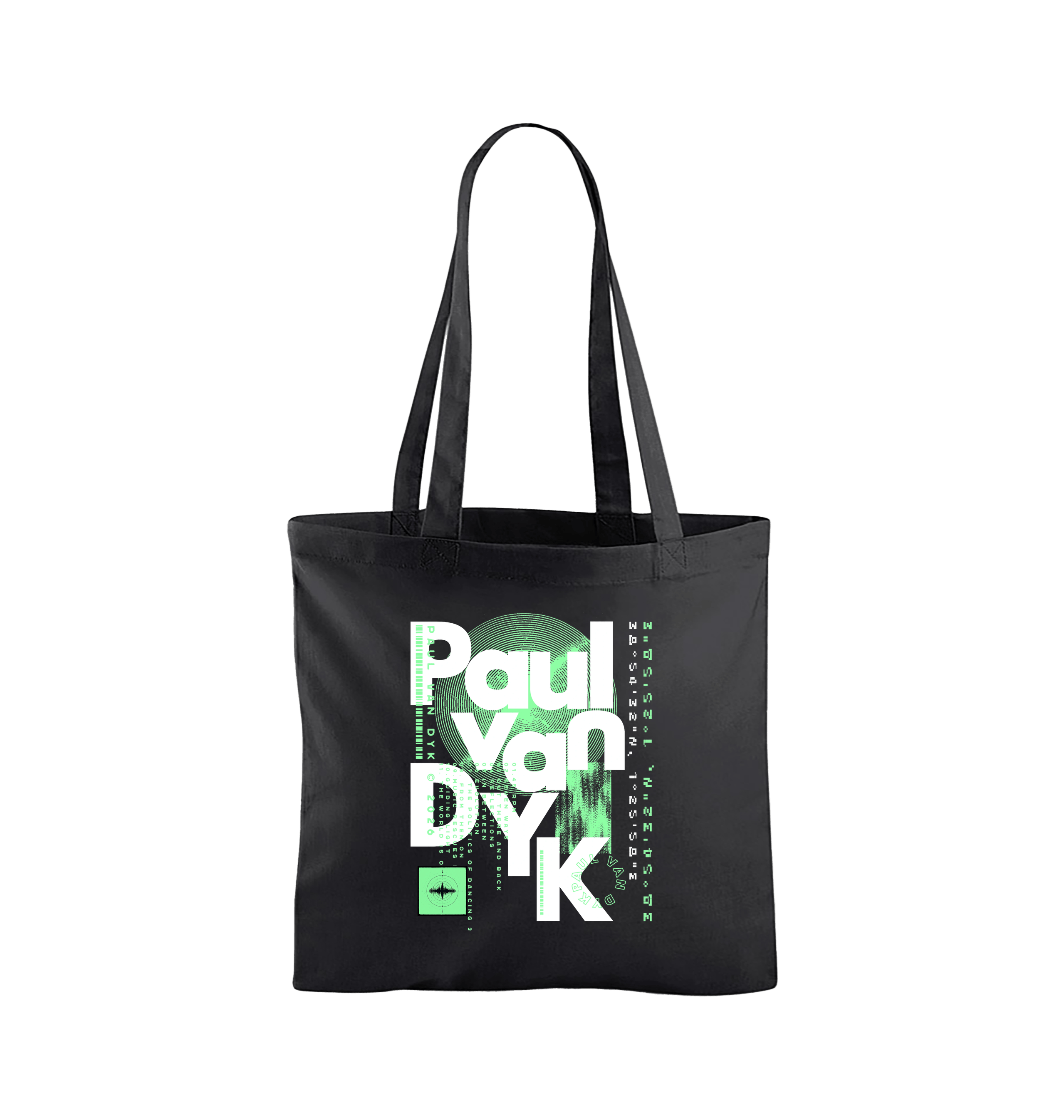 Paul Van Dyk mixed text tote bag in black-Paul Van Dyk-Essential Republik