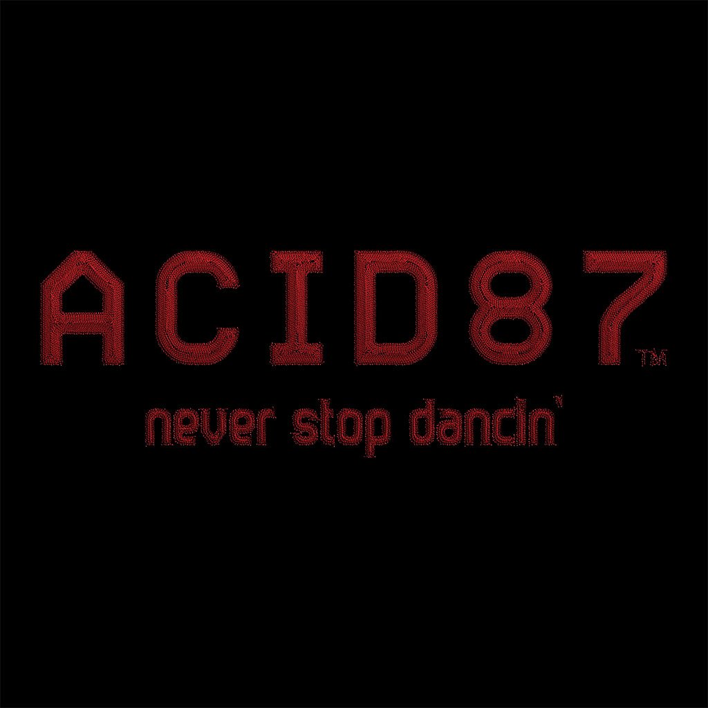 Acid87 Never Stop Dancing Red Embroidered Logo Flat Peak Snapback Cap-Acid87-Essential Republik
