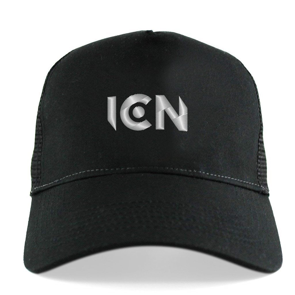 Ibiza Club News White Embroidered ICN Logo Trucker Cap-Ibiza Club News-Essential Republik