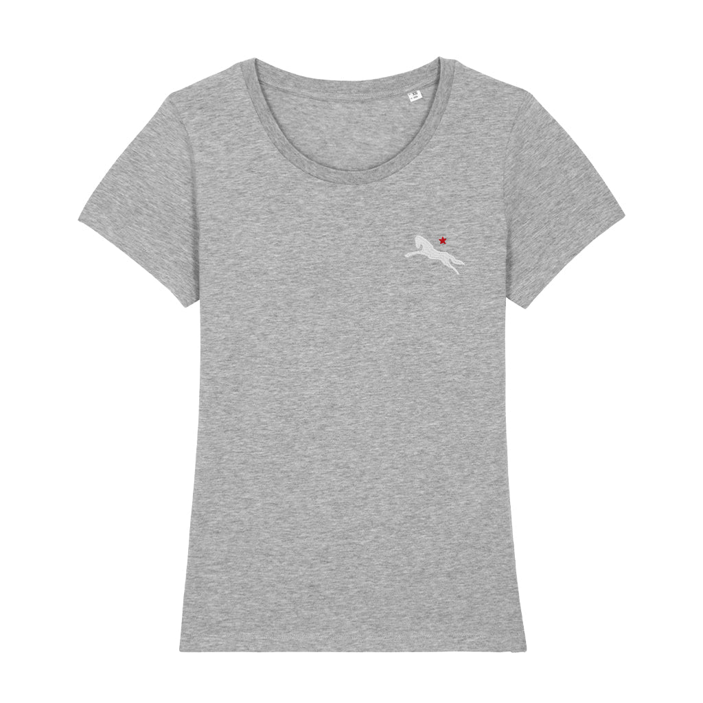 Jockey Club White And Red Embroidered Logo Women's Iconic Fitted T-Shirt-Jockey Club-Essential Republik