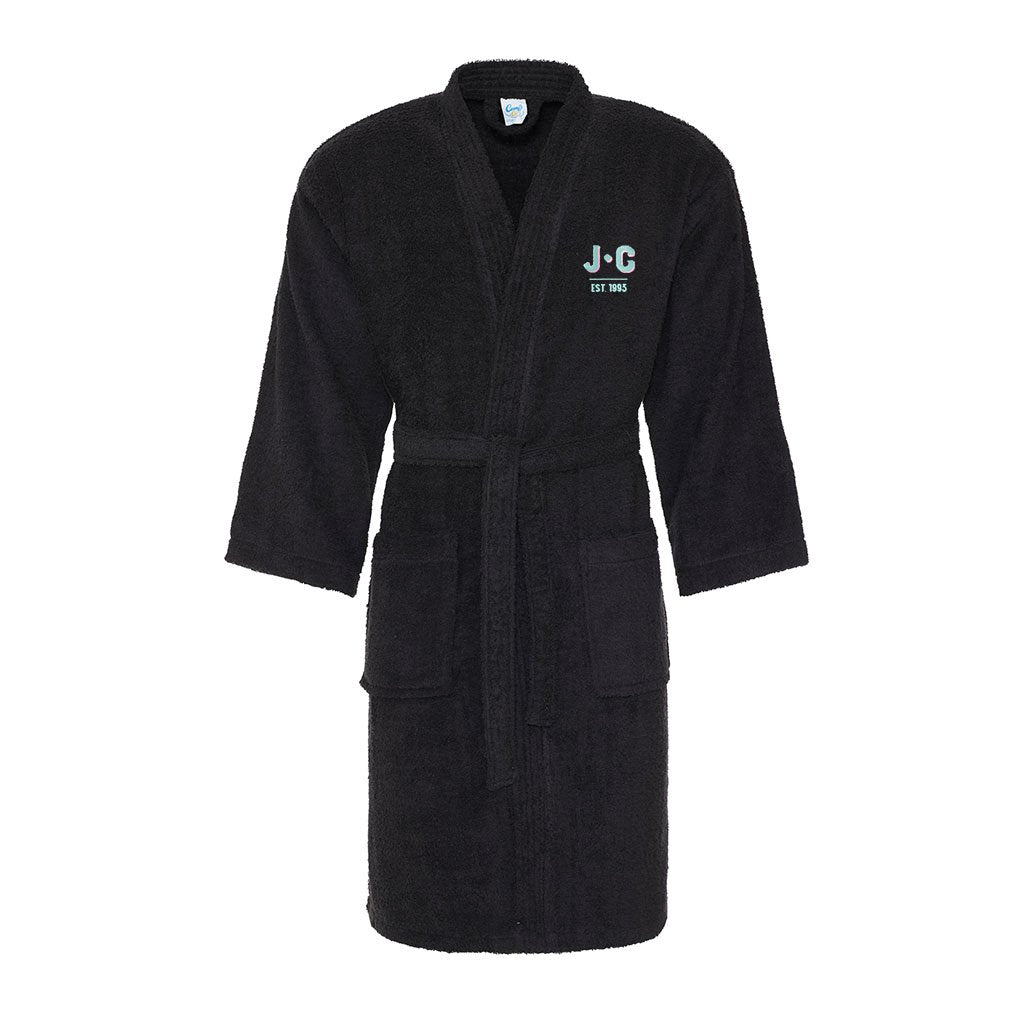Jockey Club EST 1993 Turquoise And Pink Embroidered Text Cotton Robe-Jockey Club-Essential Republik