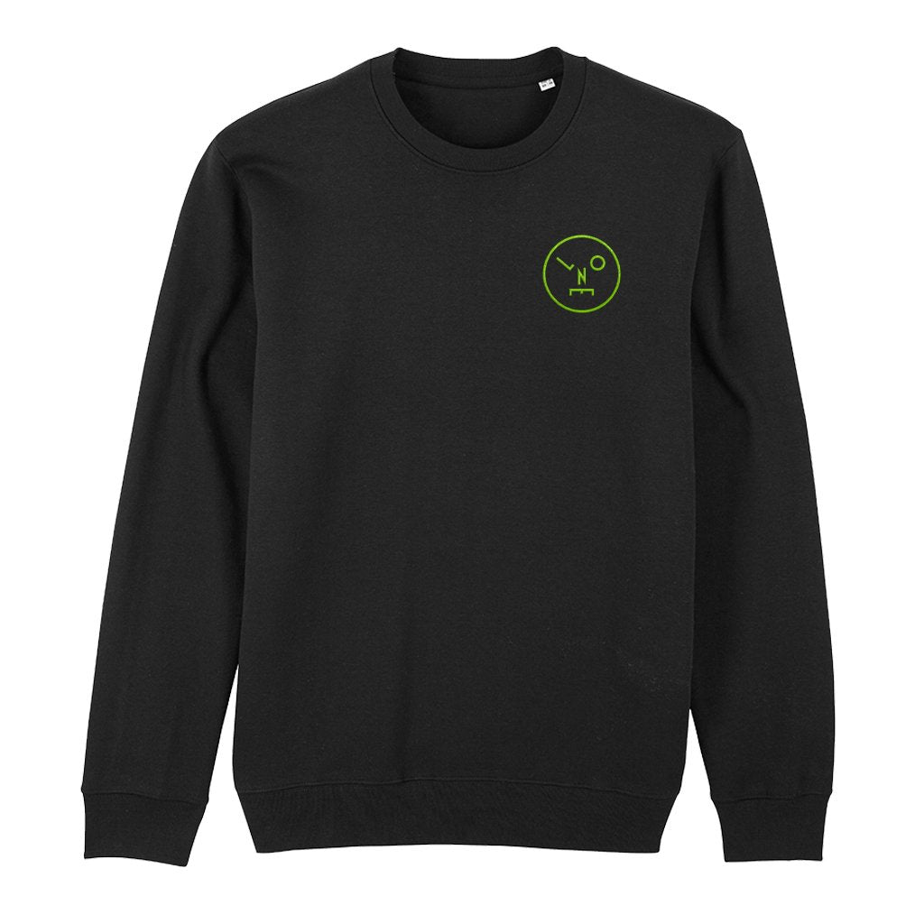 LNOE Circle Logo Lime Green Embroidered Black Adult's Sweatshirt-LNOE-Essential Republik
