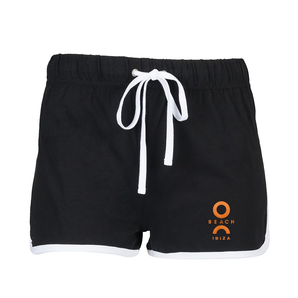 O Beach Orange Embroidered Logo Retro Drawstring Shorts-O Beach-Essential Republik