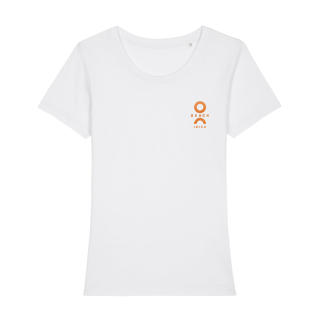 O Beach Orange Embroidered Logo Women's Iconic Fitted T-Shirt-O Beach-Essential Republik