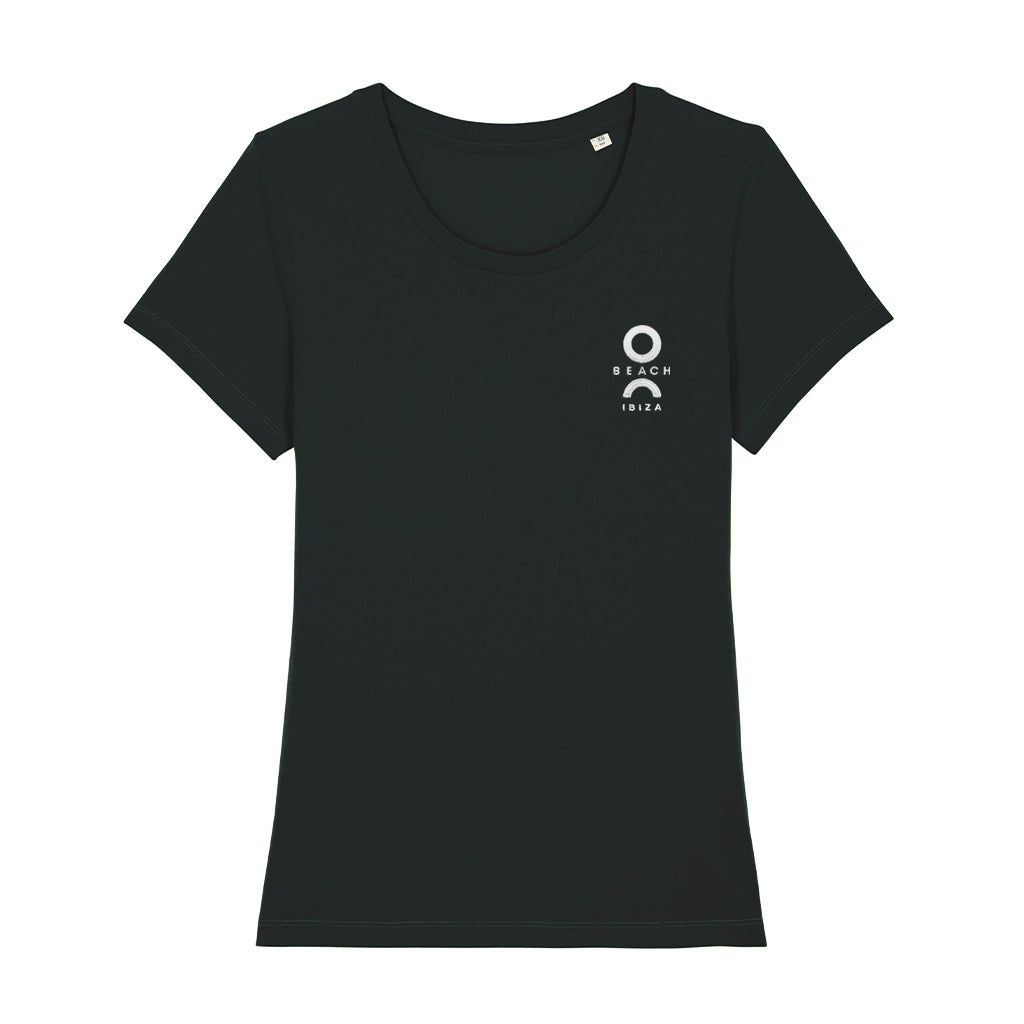 O Beach White Embroidered Logo Women's Iconic Fitted T-Shirt-O Beach-Essential Republik