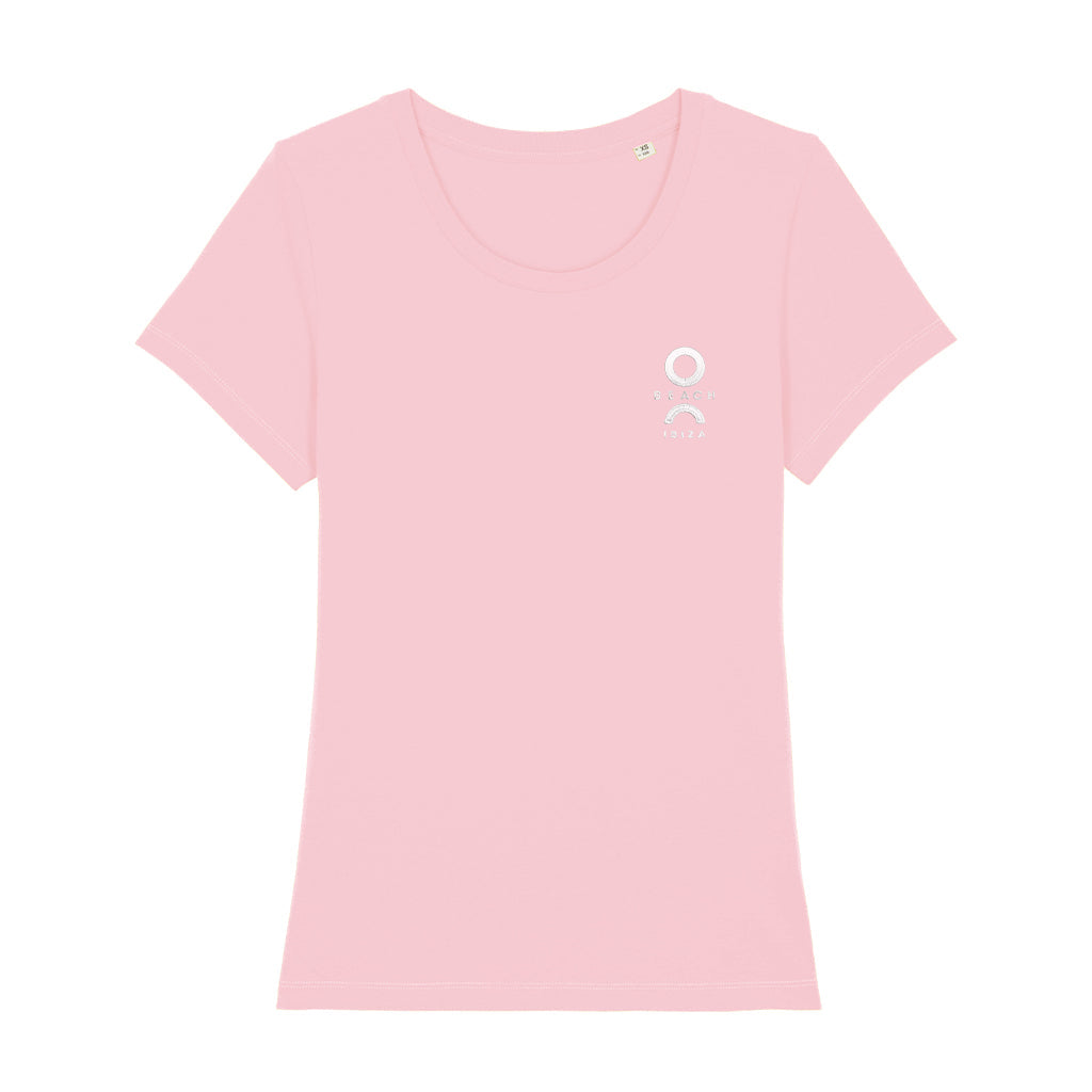 O Beach White Embroidered Logo Women's Iconic Fitted T-Shirt-O Beach-Essential Republik