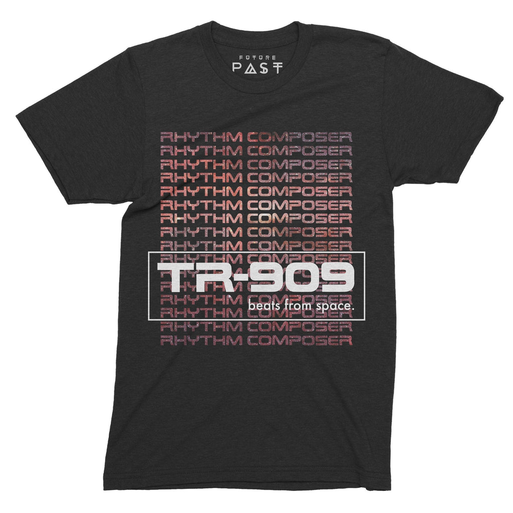 TR-909 Space Future Beats T-Shirt / Black-Future Past-Essential Republik