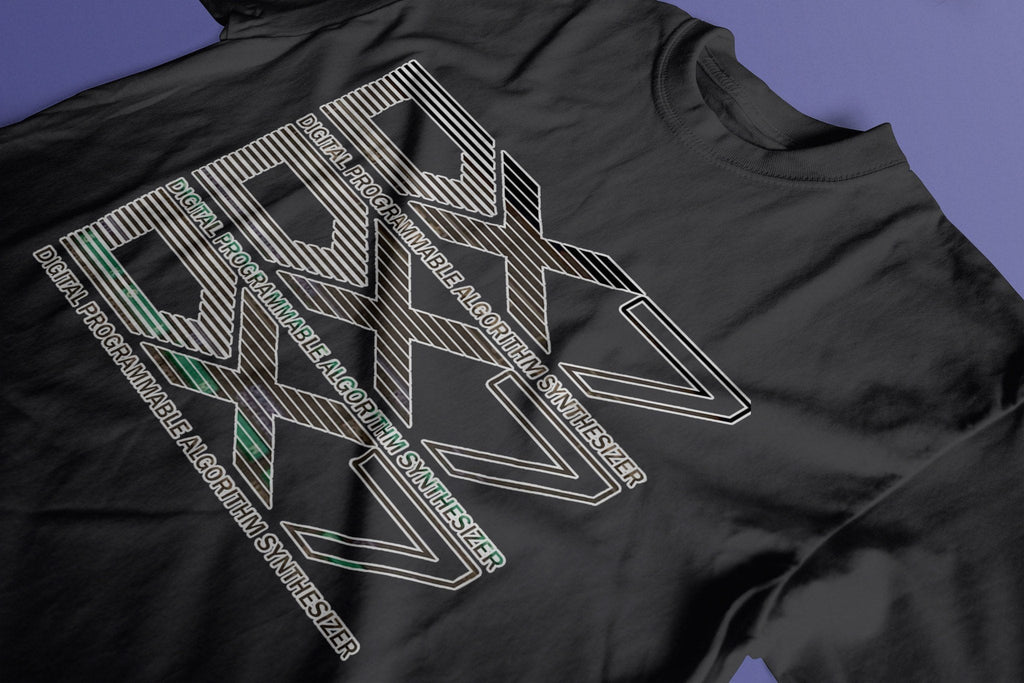 DX-7 Synthesiser T-Shirt / Black-Future Past-Essential Republik