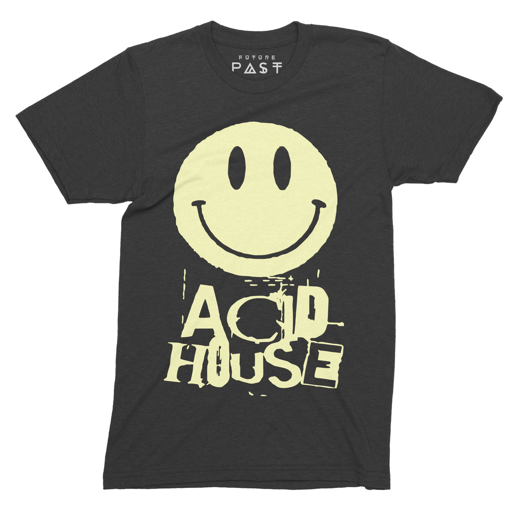 Smiley Acid House Face T-Shirt / Black-Future Past-Essential Republik