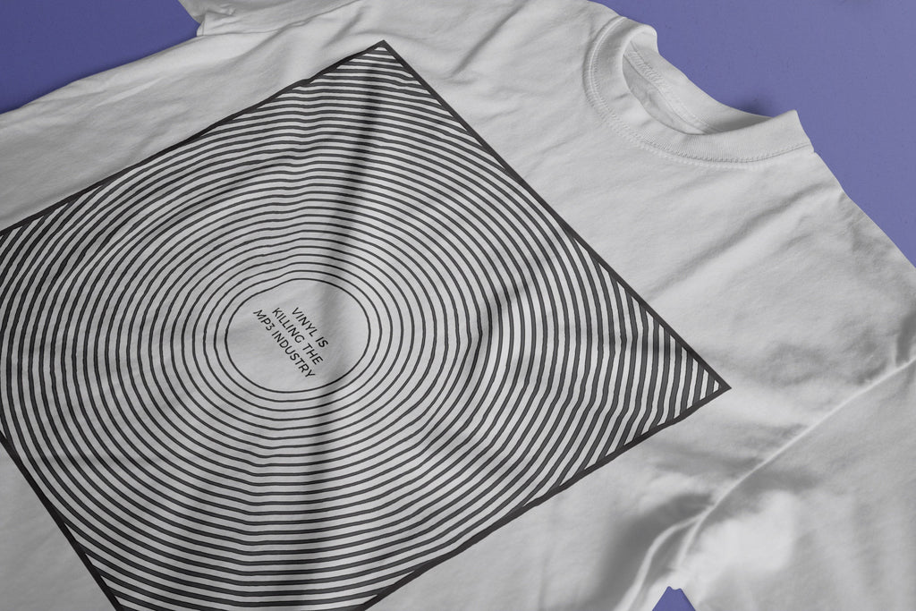 Vinyl Is Killing MP3 T-Shirt / White-Future Past-Essential Republik