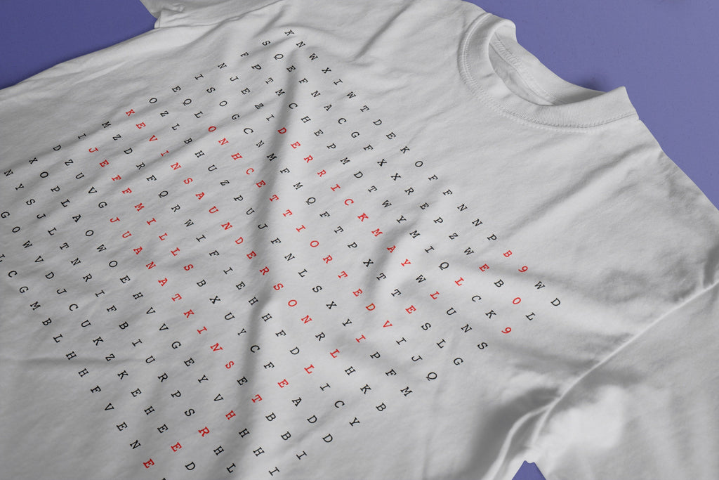 Detroit Techno Word Puzzle T-Shirt / White-Future Past-Essential Republik