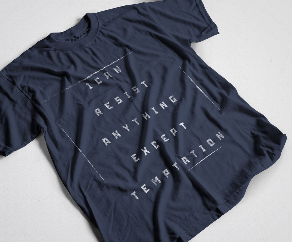 Temptation Oscar Wilde T-Shirt / Navy-Future Past-Essential Republik