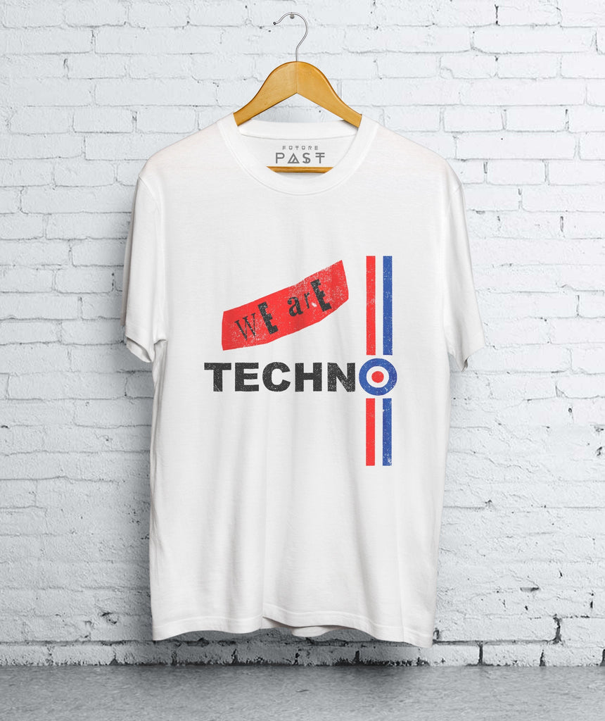 We Are Techno Not Mods T-Shirt / White-Future Past-Essential Republik