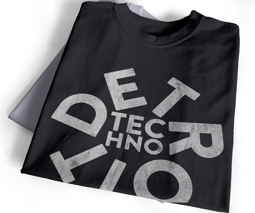 Distressed Detroit Techno T-Shirt / Black-Future Past-Essential Republik