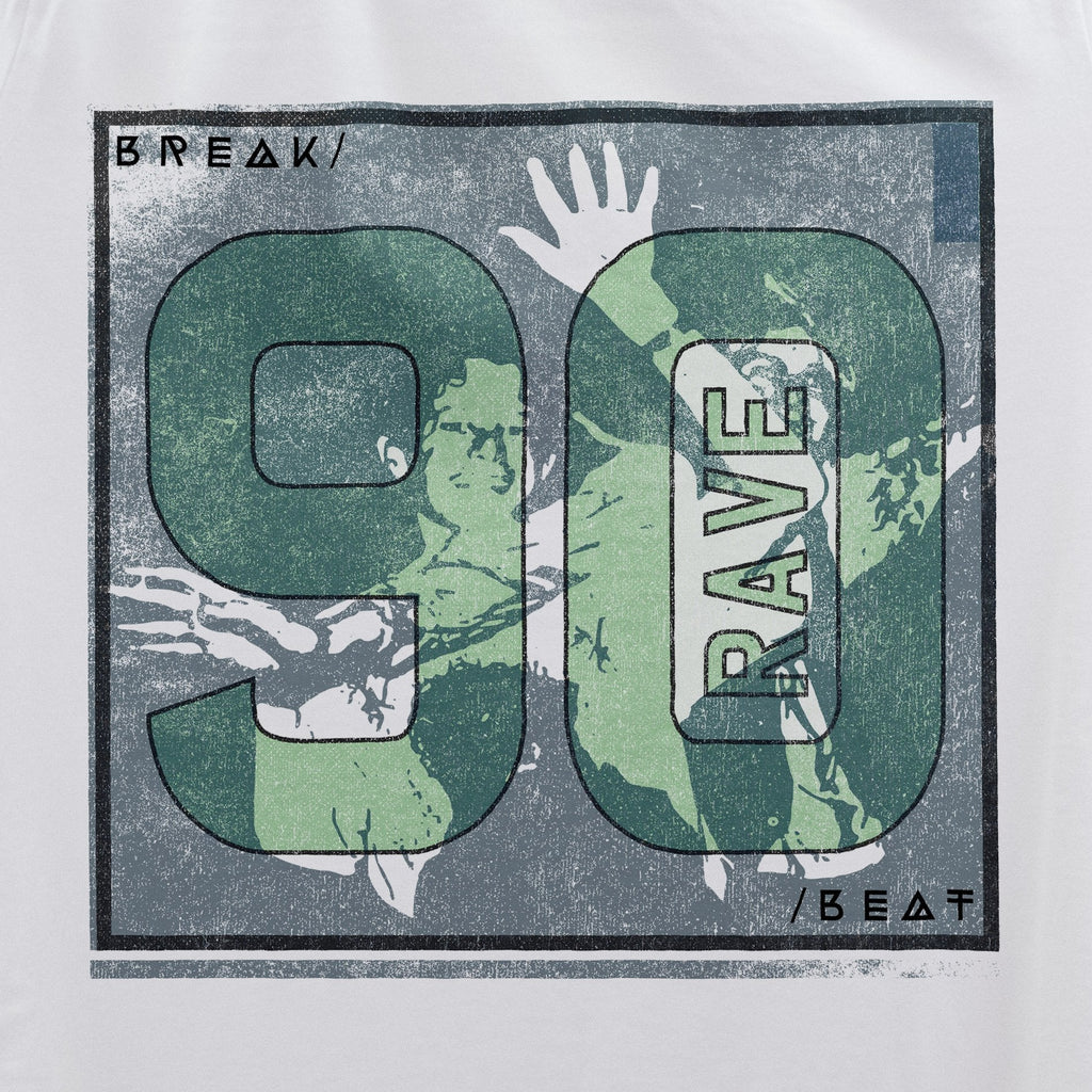 Rave 90 Break Beat T-Shirt / White-Future Past-Essential Republik