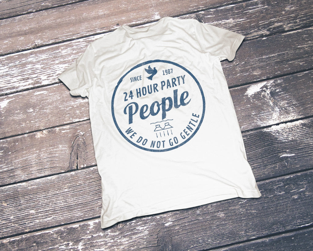 24 Hour Party People T-Shirt / White-Future Past-Essential Republik