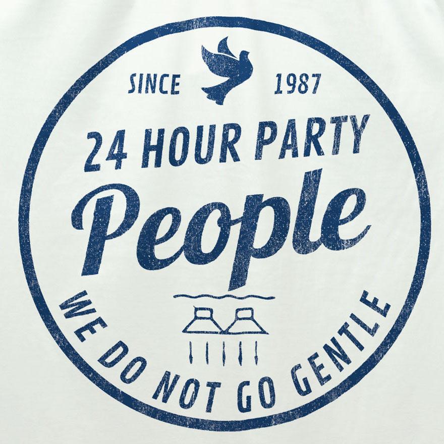 24 Hour Party People T-Shirt / White-Future Past-Essential Republik