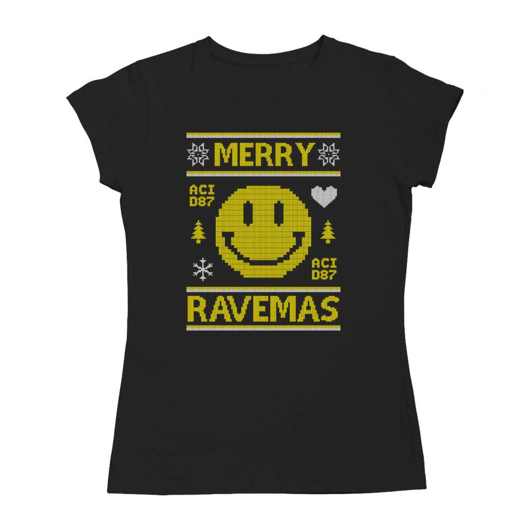 Merry Ravemas I Ugly Christmas Women's T-Shirt-Acid87-Essential Republik