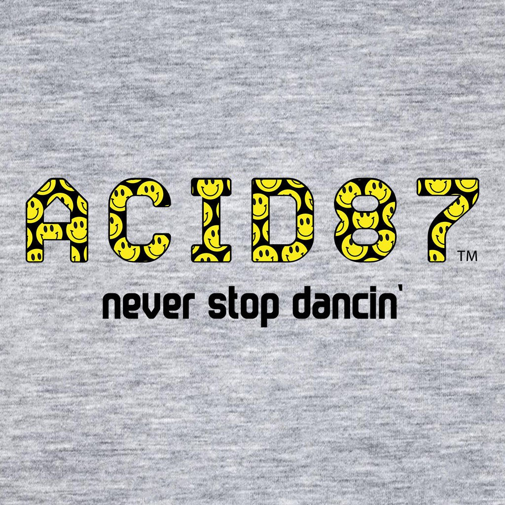 Acid87 Never Stop Dancin Black Smile Logo Unisex T-Shirt-Acid87-Essential Republik