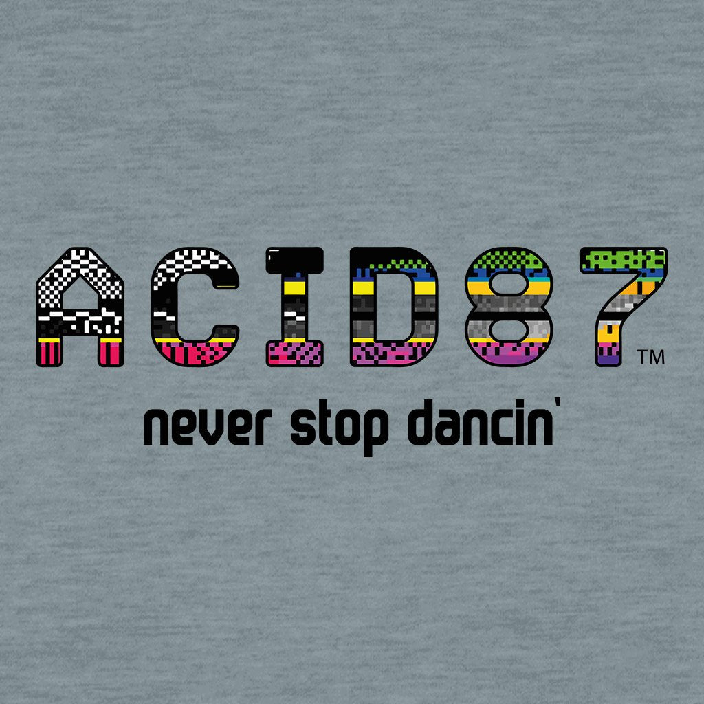 Acid87 Never Stop Dancin Glitch Logo Unisex Organic T-Shirt-Acid87-Essential Republik