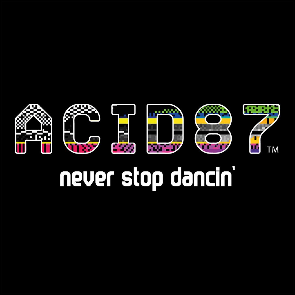 Acid87 Never Stop Dancin White Glitch Logo Unisex Hooded Sweatshirt-Acid87-Essential Republik