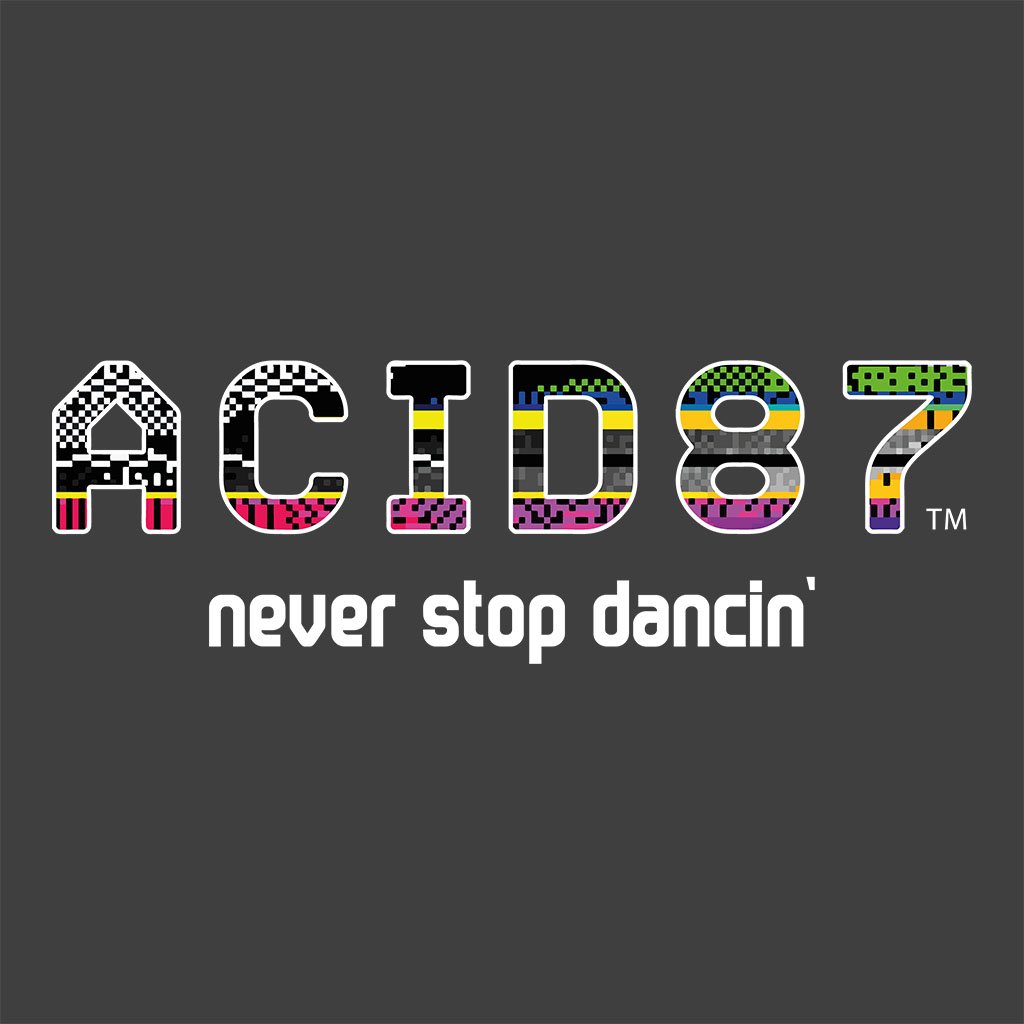 Acid87 Never Stop Dancin White Glitch Logo Unisex Sweatshirt-Acid87-Essential Republik