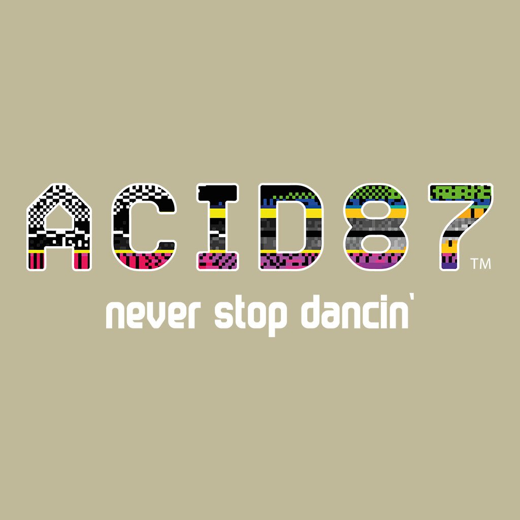 Acid87 Never Stop Dancin White Glitch Logo Unisex Organic T-Shirt-Acid87-Essential Republik