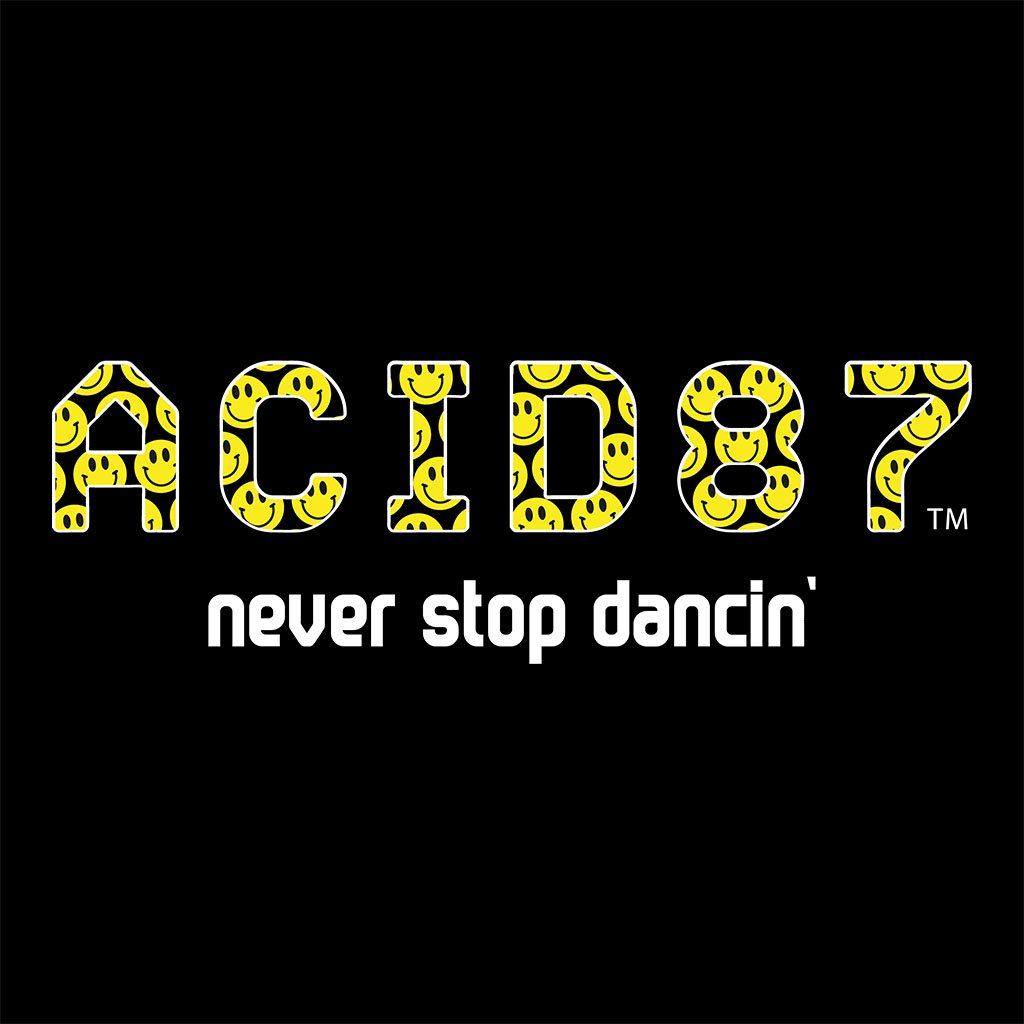 Acid87 Never Stop Dancin Large White Smile Logo Unisex Hooded Sweatshirt-Acid87-Essential Republik