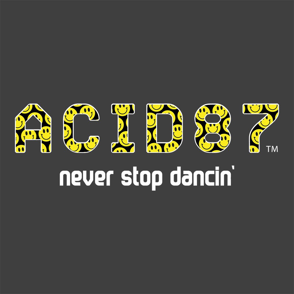 Acid87 Never Stop Dancin Large White Smile Logo Unisex Sweatshirt-Acid87-Essential Republik