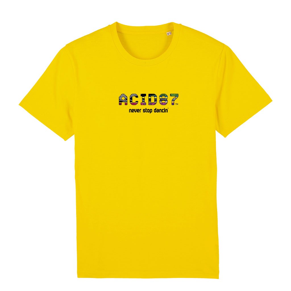 Acid87 Never Stop Dancin Large Glitch Logo Unisex Organic T-Shirt-Acid87-Essential Republik