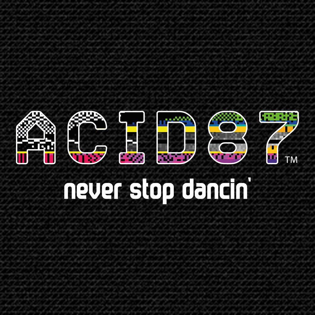 Acid87 Never Stop Dancin Large White Glitch Logo Unisex Hooded Sweatshirt-Acid87-Essential Republik