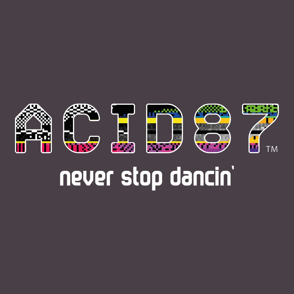 Acid87 Never Stop Dancin Large White Glitch Logo Unisex Hooded Sweatshirt-Acid87-Essential Republik