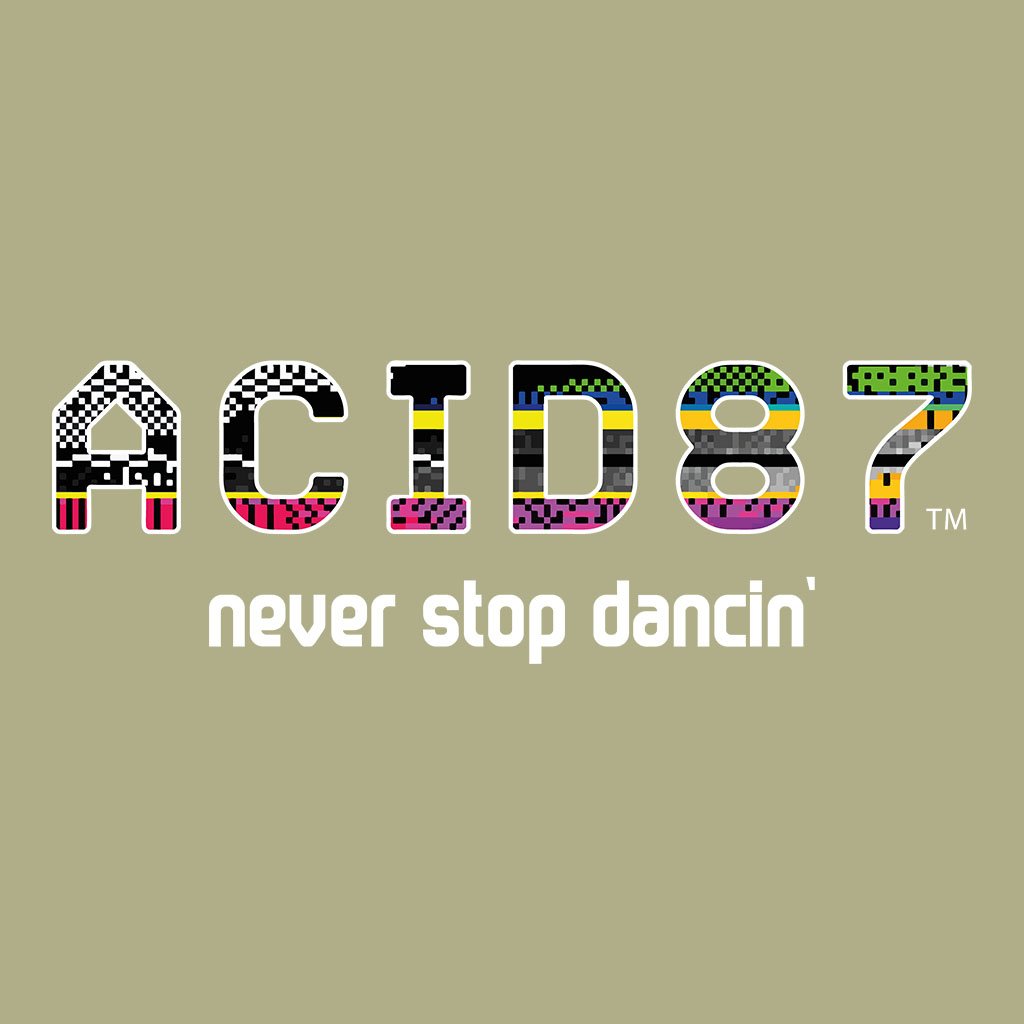 Acid87 Never Stop Dancin Large White Glitch Logo Unisex Organic T-Shirt-Acid87-Essential Republik