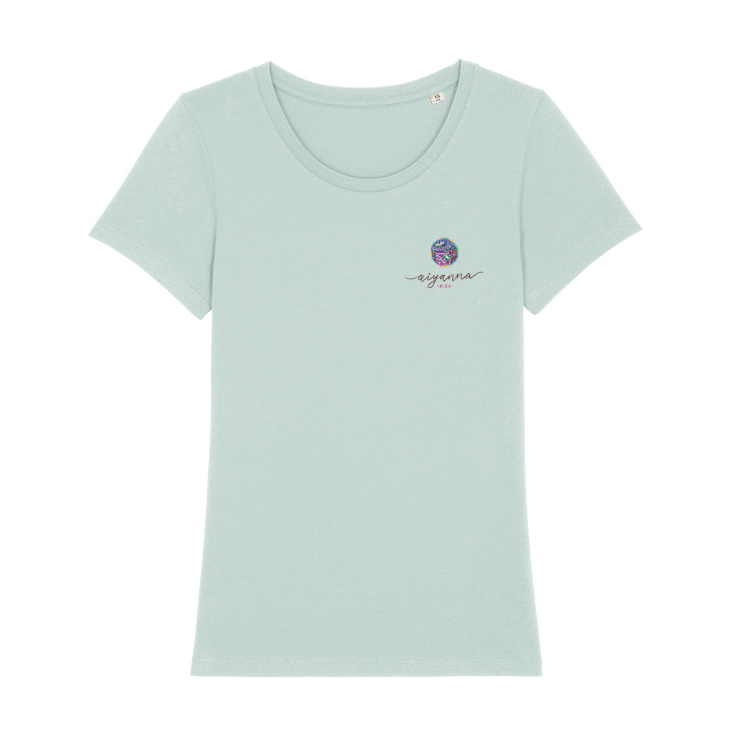 Aiyanna Ibiza Small Brown Logo Women's Iconic Fitted T-Shirt-Aiyanna-Essential Republik