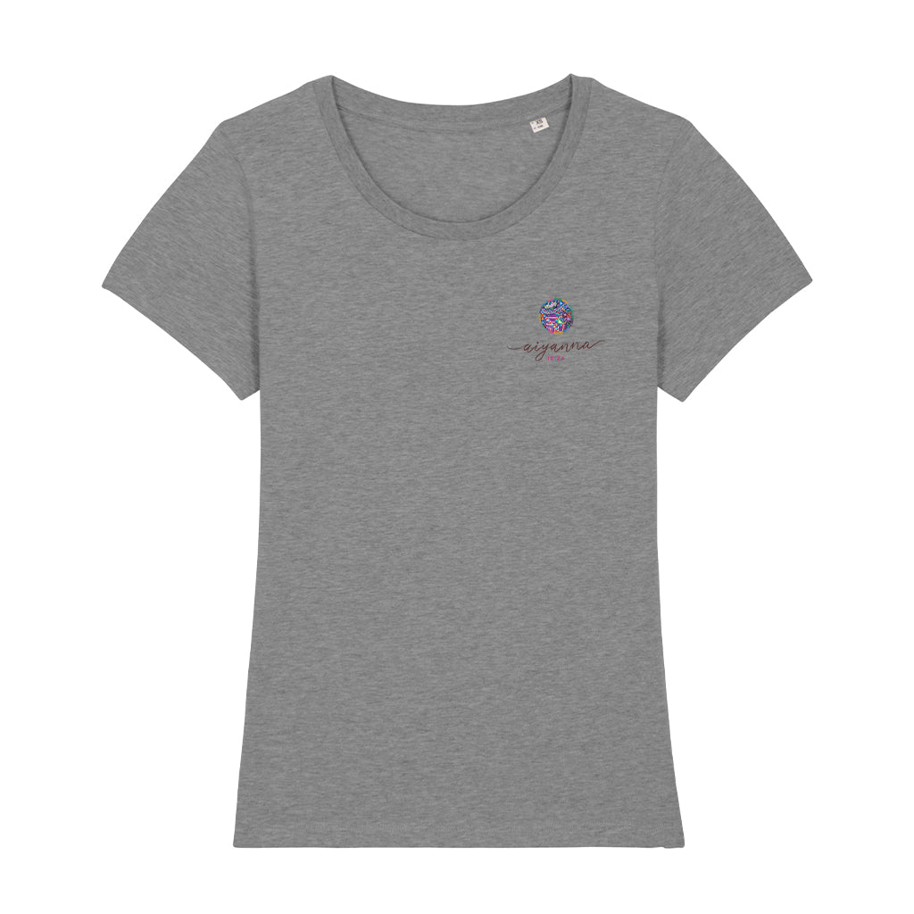 Aiyanna Ibiza Small Brown Logo Women's Iconic Fitted T-Shirt-Aiyanna-Essential Republik