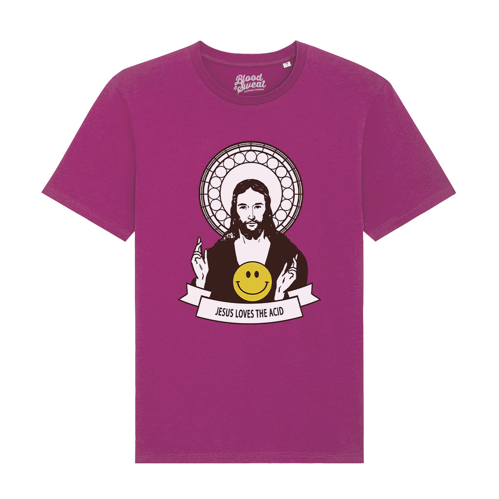 Jesus Loves The Acid Unisex Organic T-Shirt-Blood & Sweat-Essential Republik