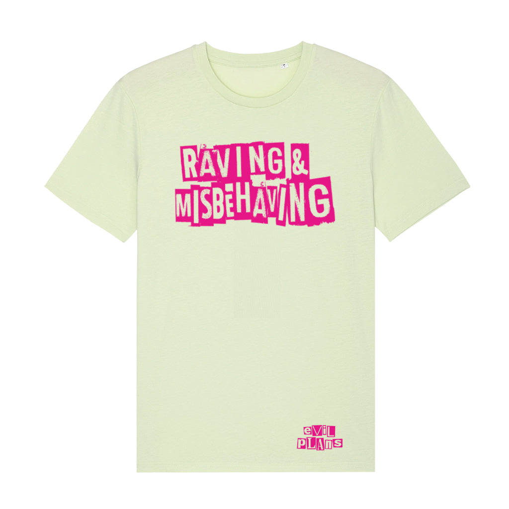 Official Evil Plans - Raving! Pink Unisex Organic T-Shirt-Blood & Sweat-Essential Republik