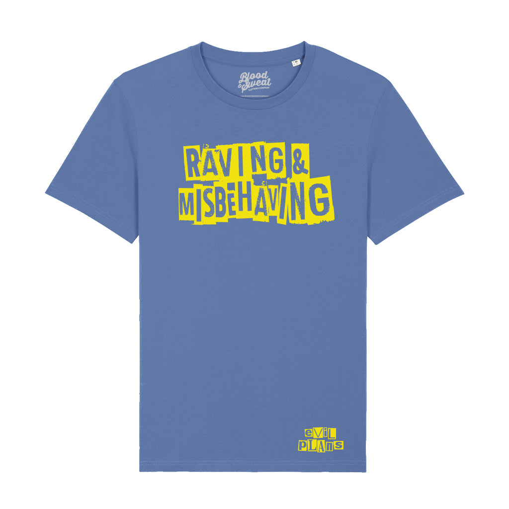 Official Evil Plans - Raving! Yellow Unisex Organic T-Shirt-Blood & Sweat-Essential Republik