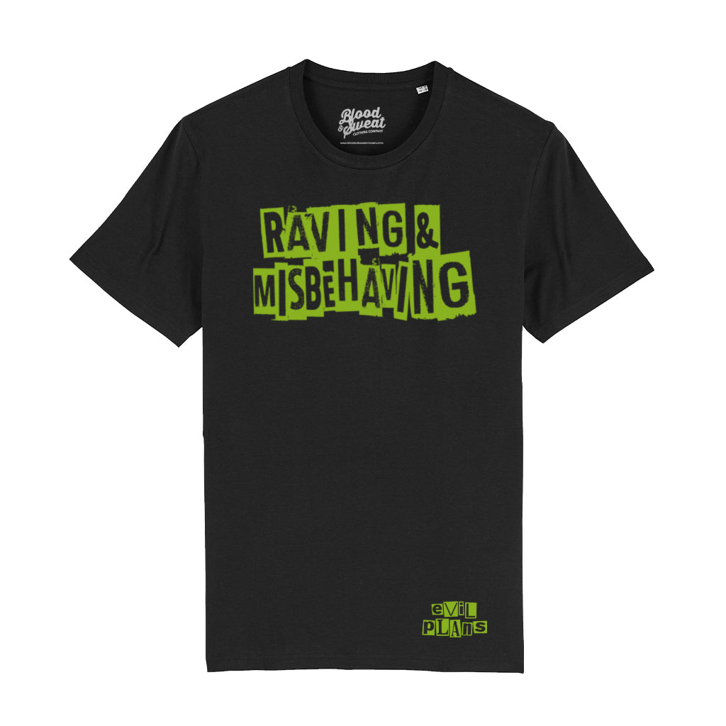 Official Evil Plans - Raving! Green Unisex Organic T-Shirt-Blood & Sweat-Essential Republik
