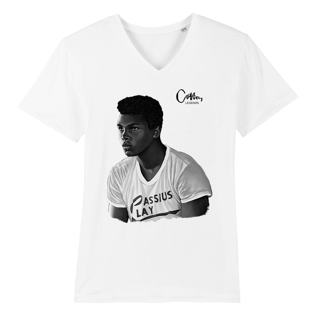 Cotton Legends Cassius Clay Front And Back Print Men's V-Neck T-Shirt-Cotton Lifestyle-Essential Republik